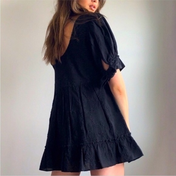 Aritzia Sunday Best Oregold Black Eyelet Cotton Linen Dress XXS - Picture 2 of 15